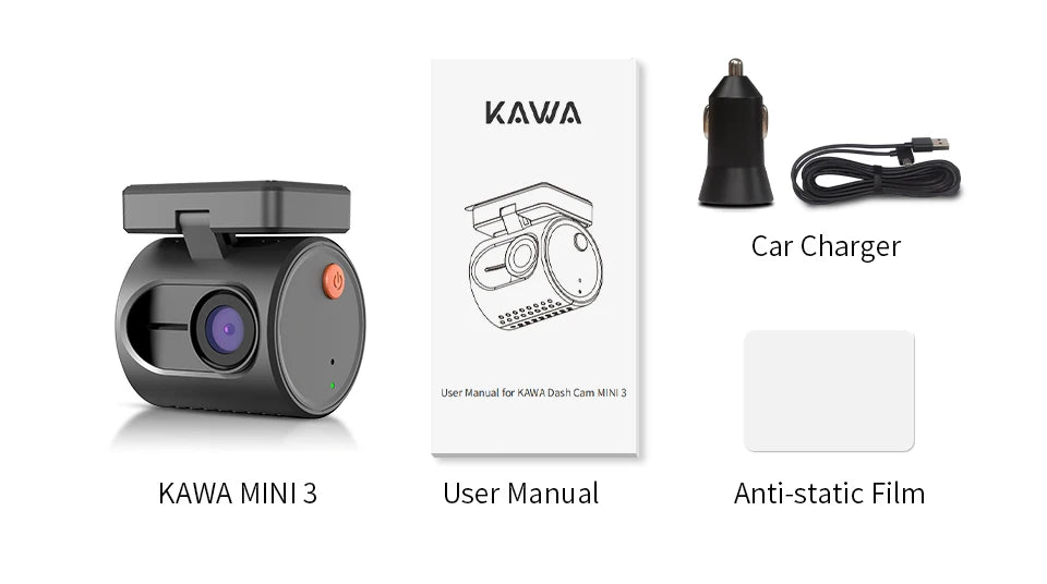 KAWA MINI 3 2K Dash Cam – Hidden WiFi Car DVR with Voice Control & 24H Parking Mode