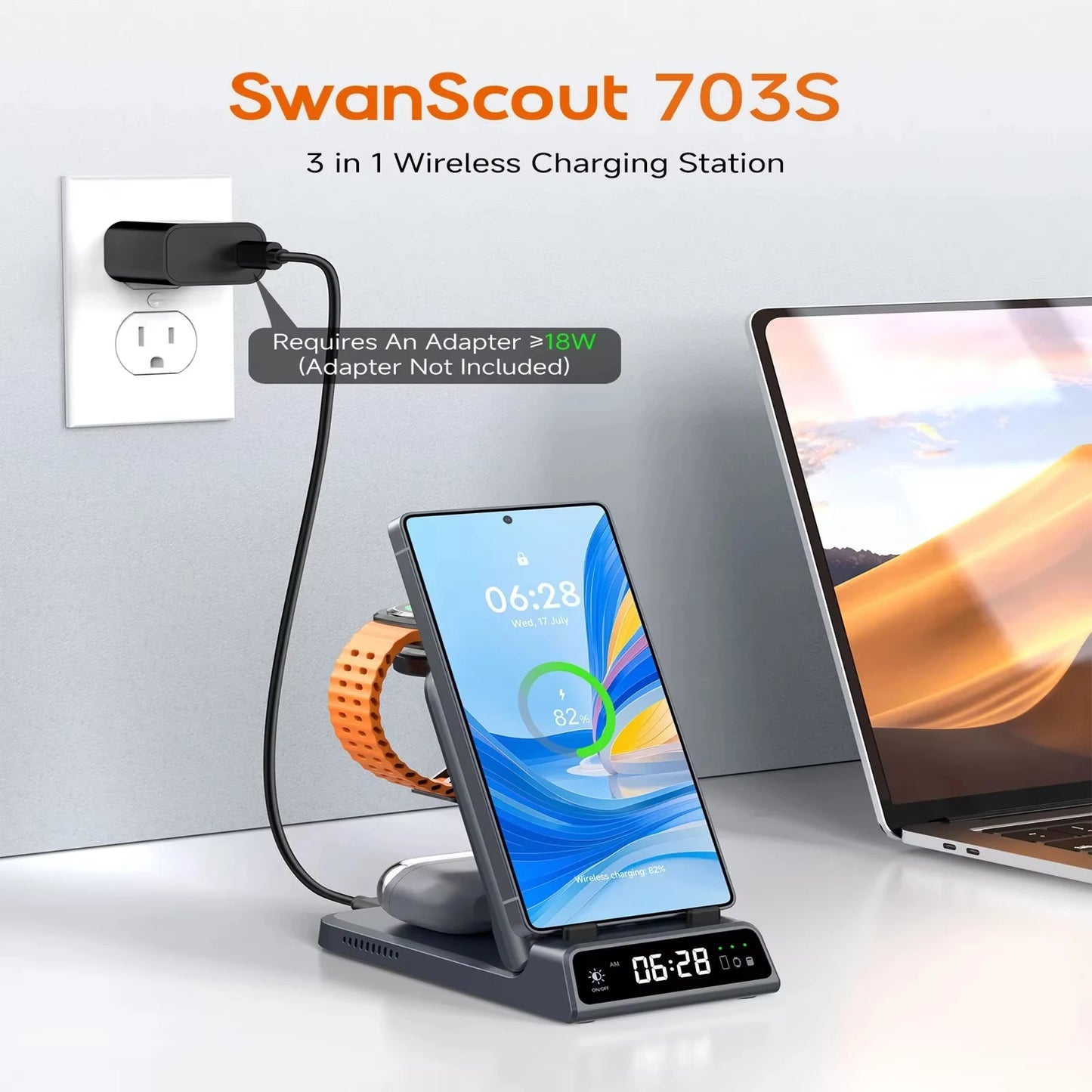 Foldable Wireless Charger Stand for Samsung Phone, Watch & Buds