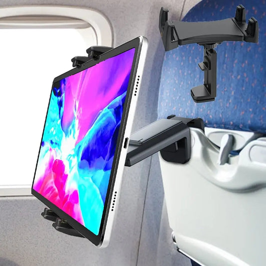 Portable Airplane Phone Holder Clip-On – 360° Rotating Travel Phone Stand for Seat Tray & Desk
