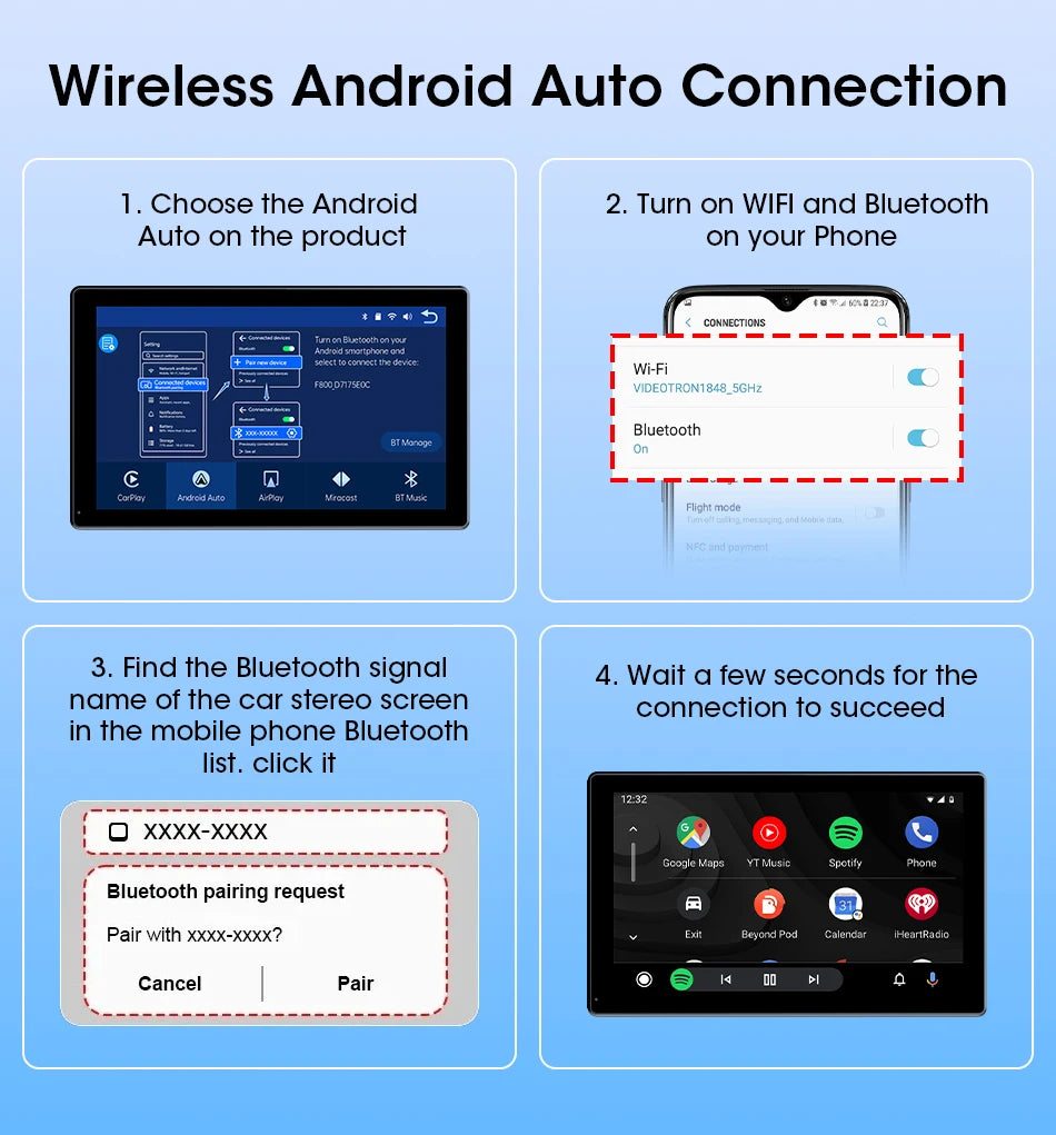 Jansite Smart Car Monitor with Wireless CarPlay & Android Auto – 7–9 Inch