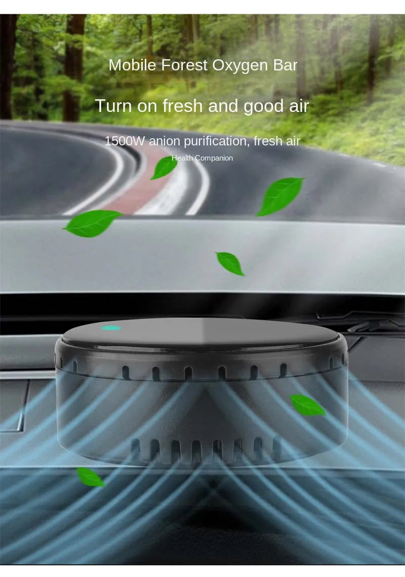 Solar & USB Car Air Purifier with Ozone Sterilization & Negative Ion Release – Compact Vehicle Oxygen Bar
