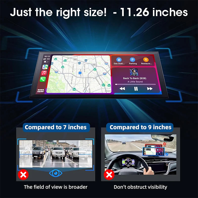 Develuck 11.26” 4K Smart Rearview Mirror Dash Cam with CarPlay & Android Auto