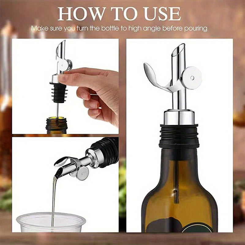 304 Stainless Steel Olive Oil Pourer Stopper – Auto Open Wine Vinegar Bottle Spout