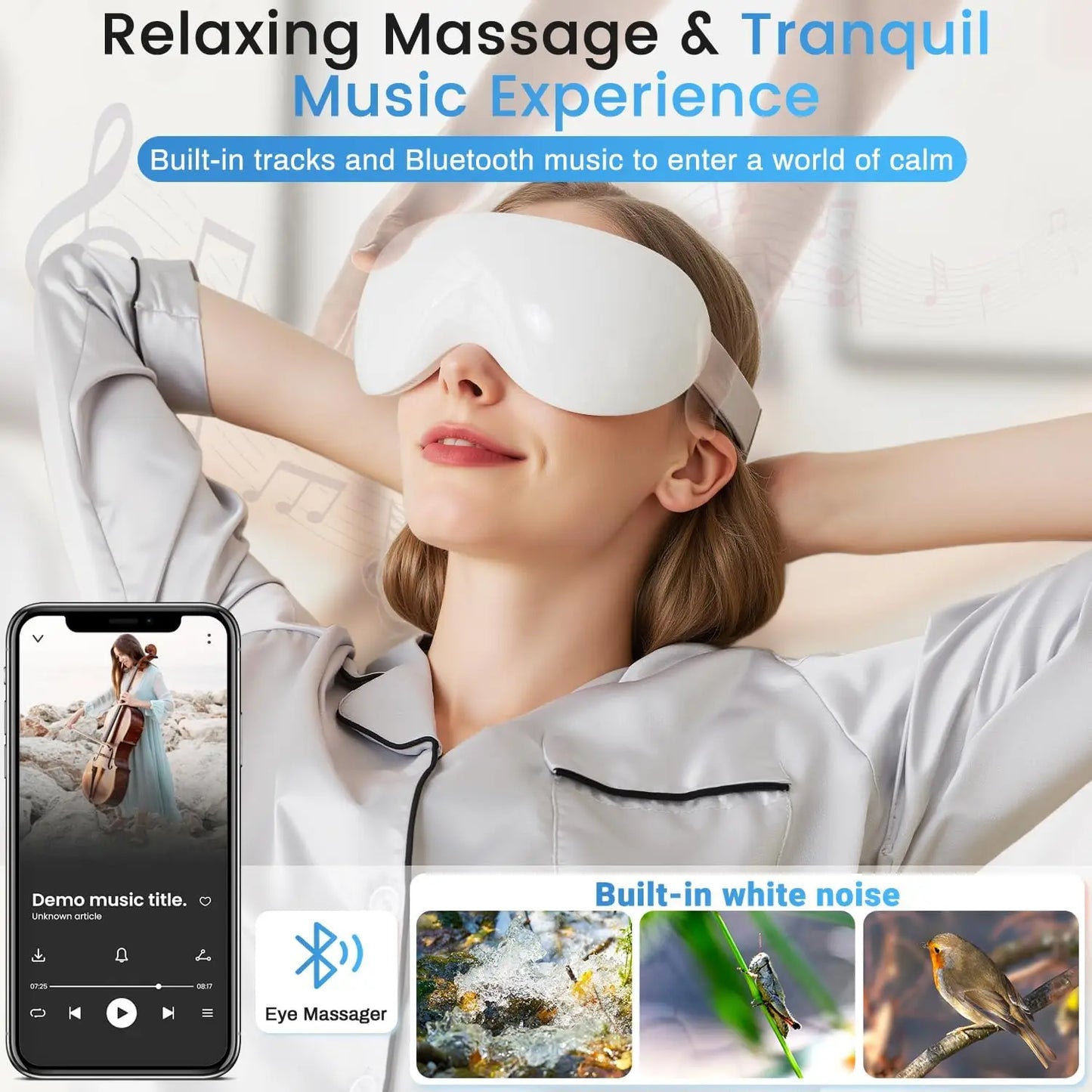 VIMYSHOW Heat & Cool Eye Massager – 12 Node Acupressure with Bluetooth Music