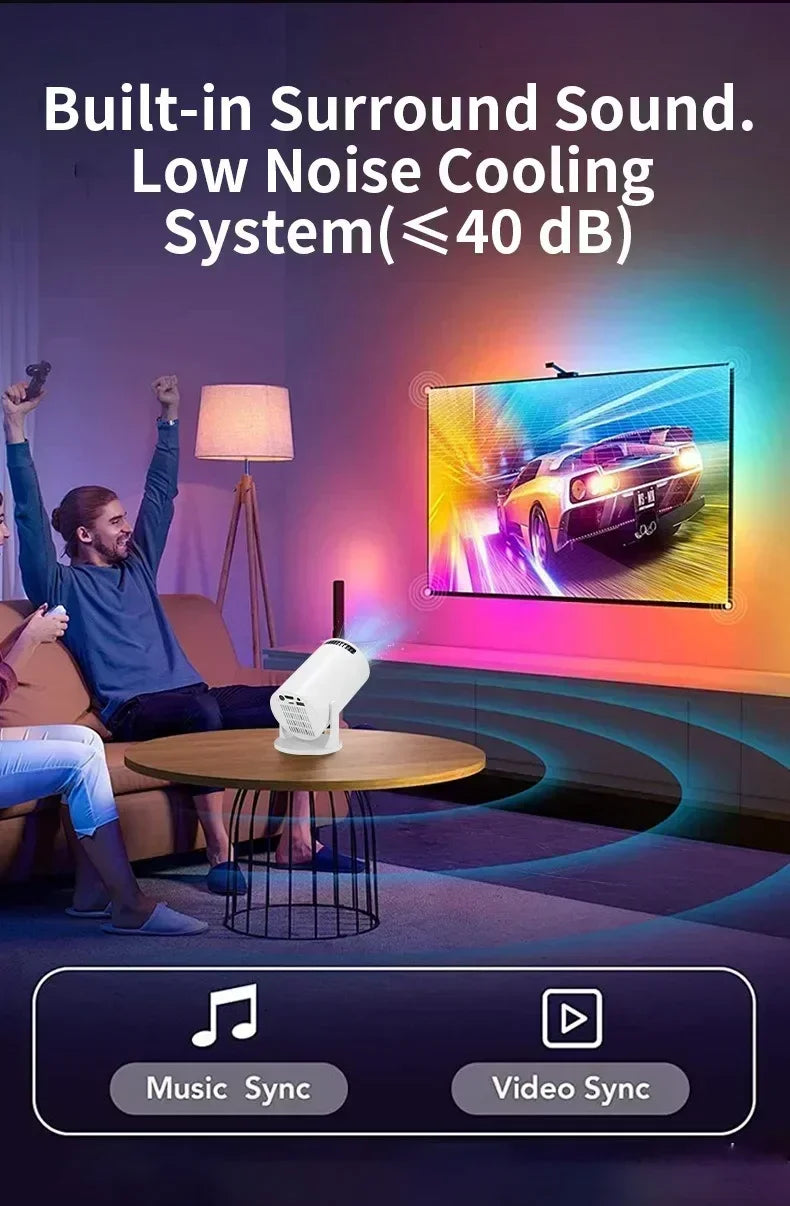 Mini Android Projector – 150 ANSI, 1080P Support, Portable Home Theater
