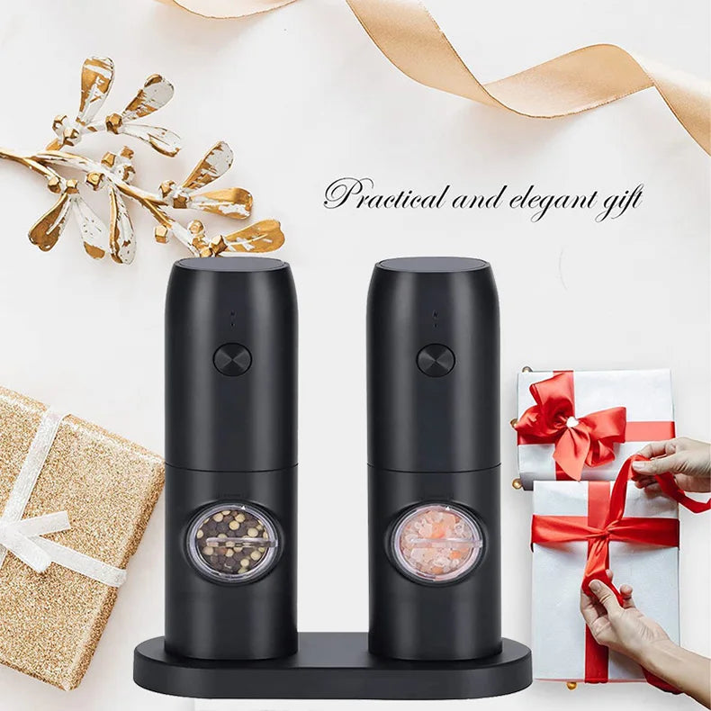 OEING Automatic Pepper Grinder Set – USB-C Rechargeable, 5-Level Coarseness, LED Light