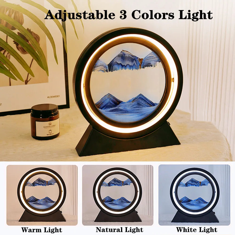 Rotating Quicksand Art Lamp | 360° Moving Sand Glass Atmosphere Light