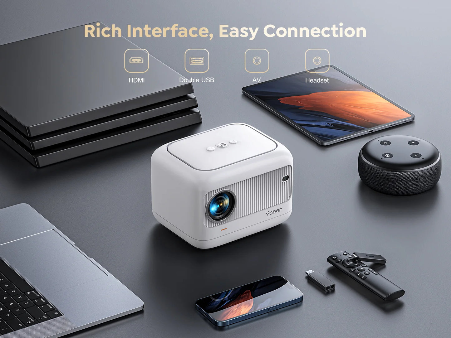 WiFi Bluetooth Projector – Auto Focus, Zoom, Outdoor Home Theater