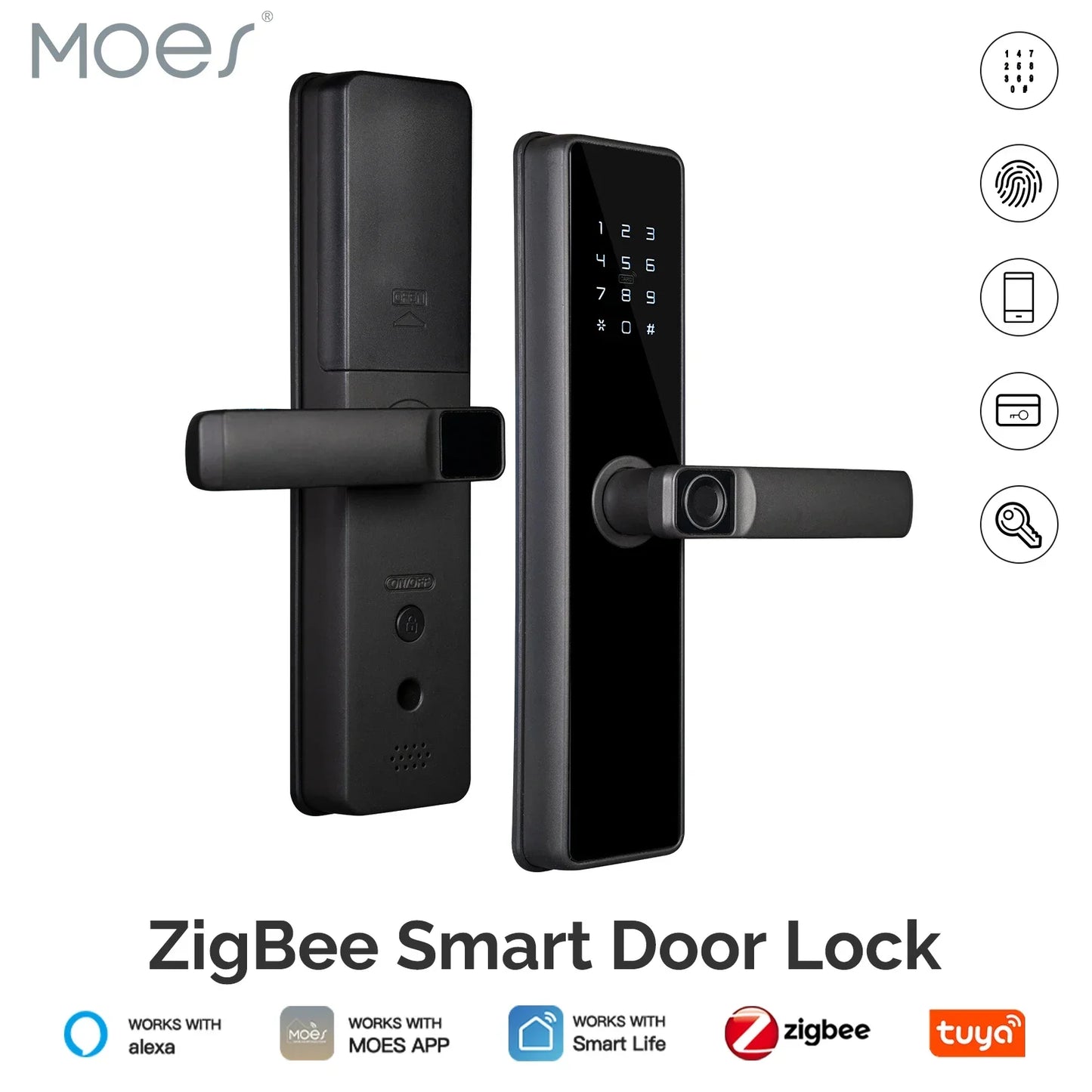 MOES Tuya Zigbee Smart Door Lock – Fingerprint, Password & IC Card with Alexa Support