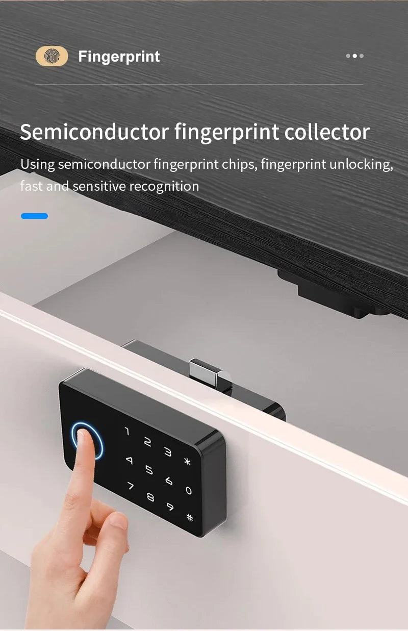 LUCKING DOOR Tuya Smart Fingerprint Cabinet Lock – Bluetooth App, Password & Key Unlock