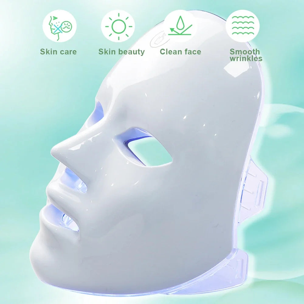 Portable LED Facial Mask with 7 Light Modes – USB Powered Skin Rejuvenation Device