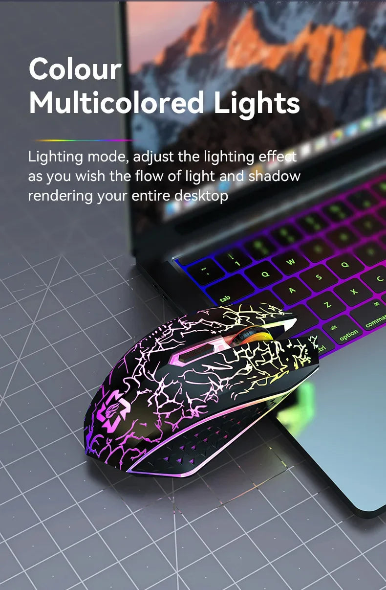 Bluetooth 5.2 & 2.4G Wireless Gaming Mouse – Rechargeable, Silent Click, 6-Button