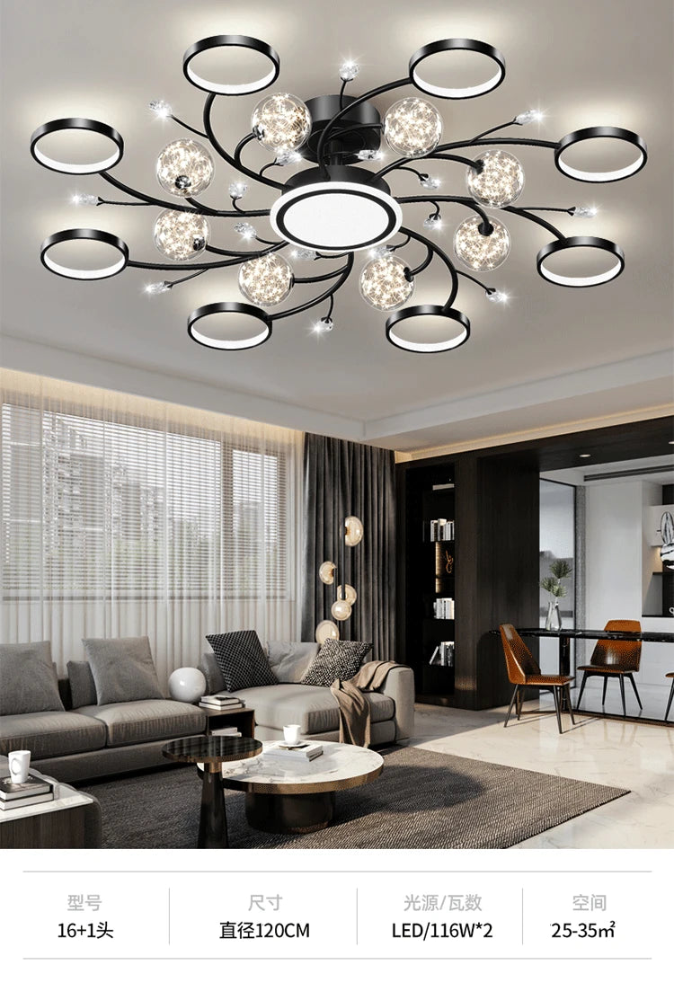 Artpad Modern Star Moon Ceiling Light Fixture | Romantic LED Chandelier for Bedroom & Living Room
