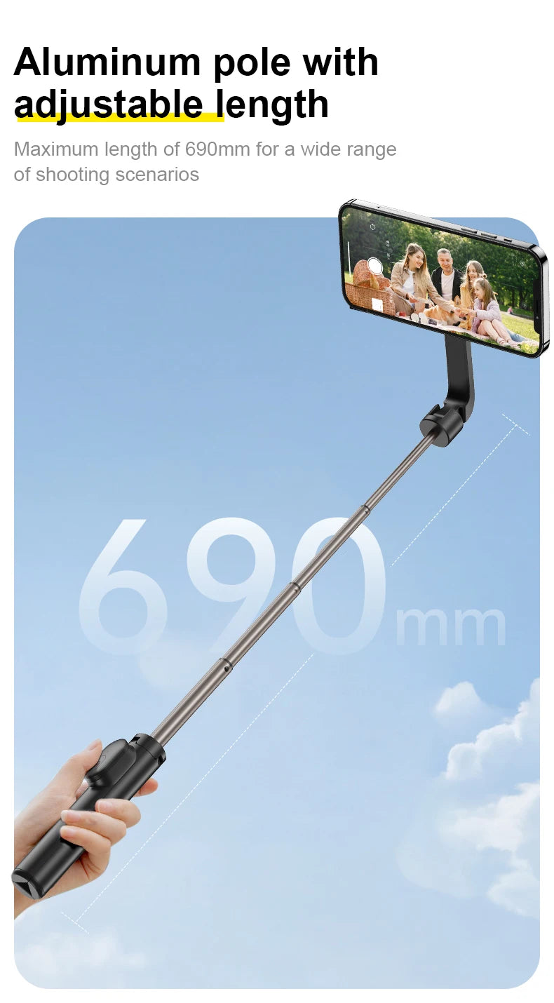 Magnetic Selfie Stick Tripod for iPhone – Bluetooth Remote & 360° Rotation