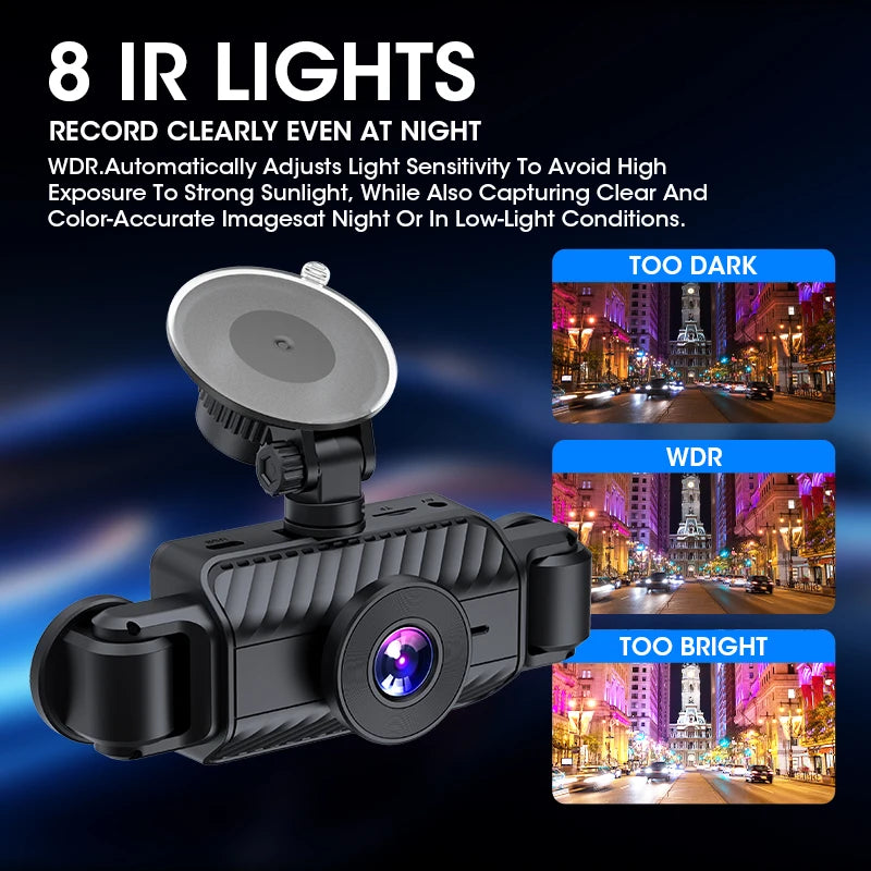 srnubi 4K Dual Dash Cam – Front & Rear Car DVR with Touch Screen, Night Vision & Parking Monitor