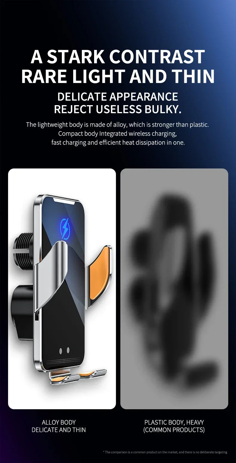 VIKEFON Qi Wireless Car Charger – One-Hand Auto Clamp with Cooling Fan