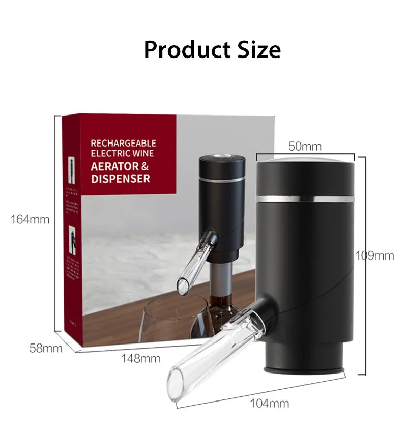 Electric Wine Decanter & Aerator – Automatic Sobering Dispenser with USB Rechargeable Option