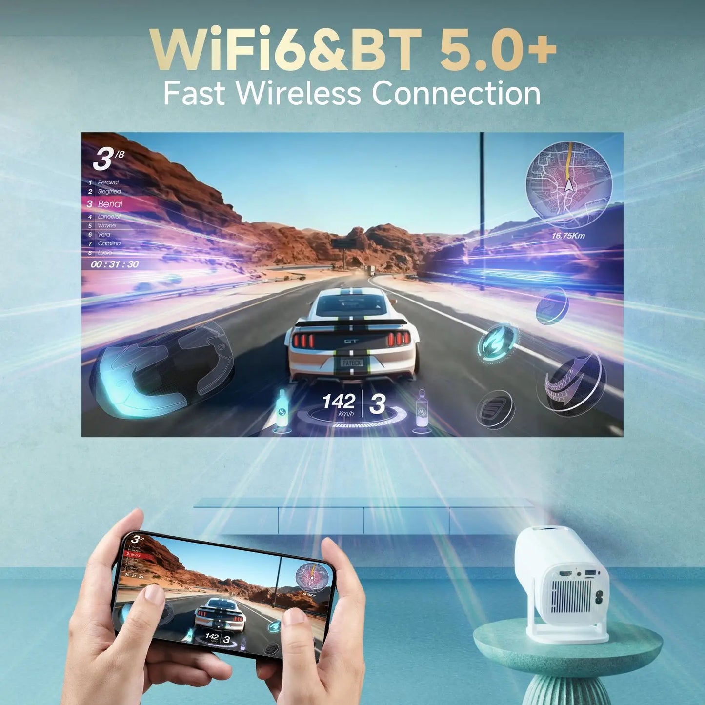 P30 Pro Smart Mini Projector – Android 14, WiFi 6, BT 5.0, 720P Native