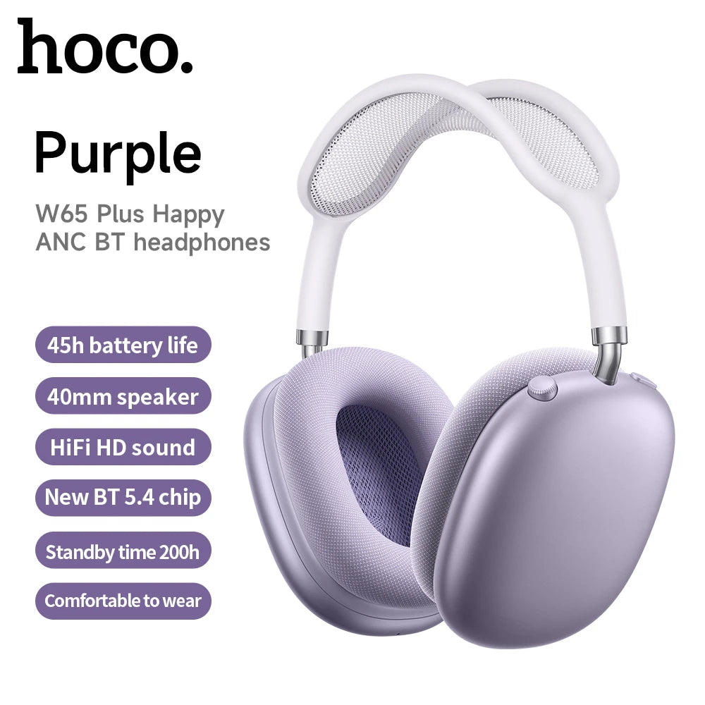 W65 Plus ANC Wireless Headphones – Bluetooth 5.4, 45H Playtime, Mic