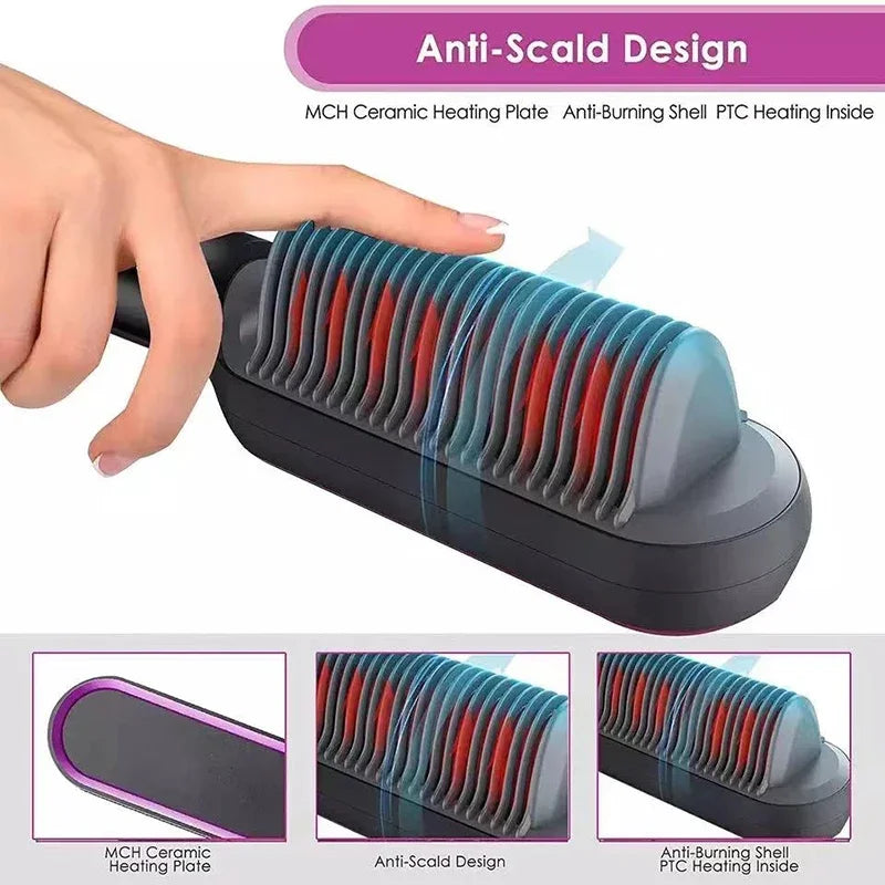 Thermostatic Hair Straightener Comb – 3-Minute Fast Styling Ionic Hot Brush