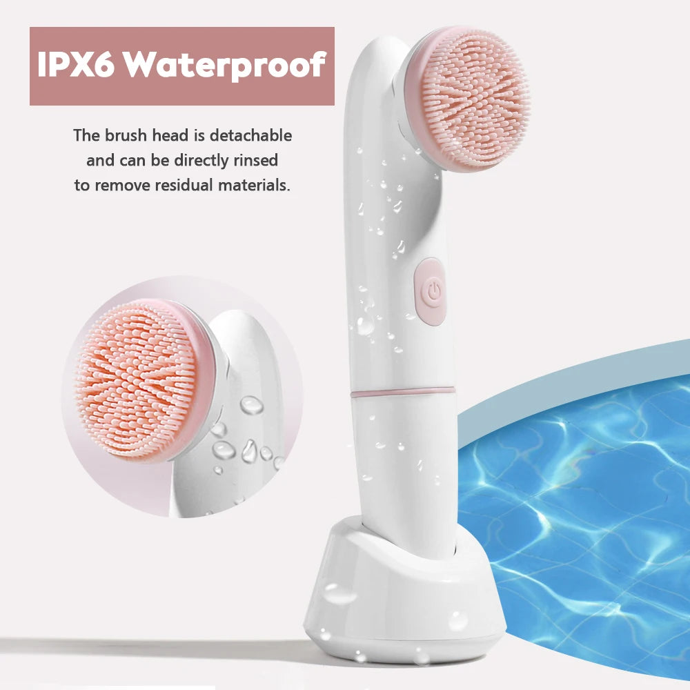 Hailicare 2-in-1 Electric Silicone Facial Cleanser – Waterproof Deep Pore Cleansing Brush
