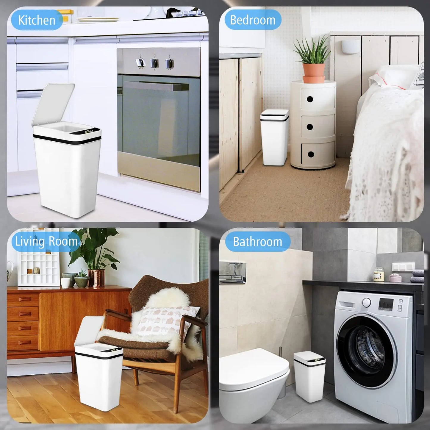 12L Smart-Style Sensor Trash Can – Space-Saving Automatic Waste Bin for Bathroom & Kitchen