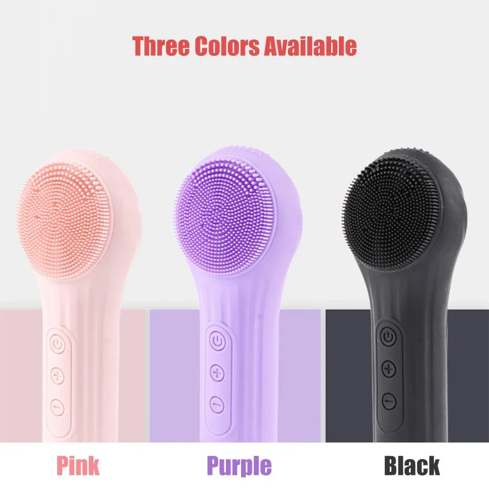Rechargeable Sonic Silicone Facial Cleansing Brush – Heating Massage & Deep Clean Skincare Tool
