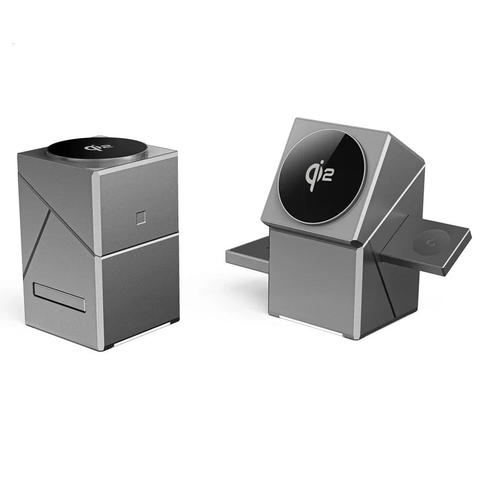 15W Qi2 Magnetic Wireless Charging Station for iPhone, Apple Watch & AirPods