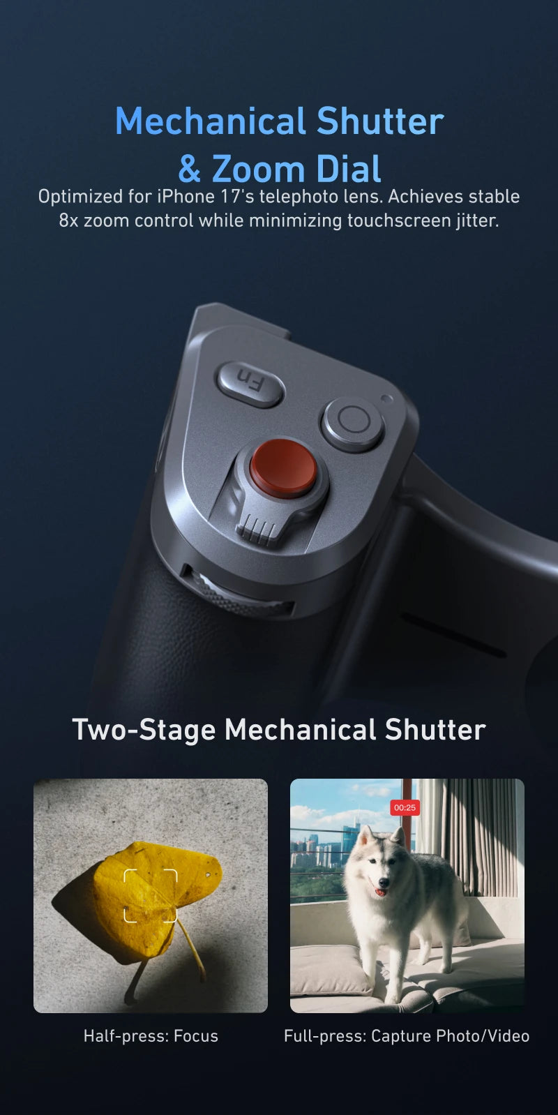Master Grip for iPhone 17 Pro / Pro Max | Magnetic Camera Handle with 3200mAh Battery