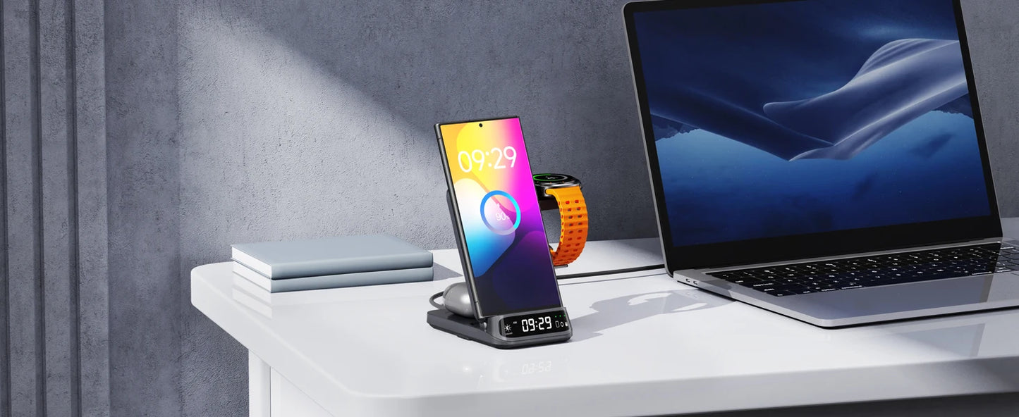 15W Wireless Charging Stand for Samsung Phone, Watch & Earbuds