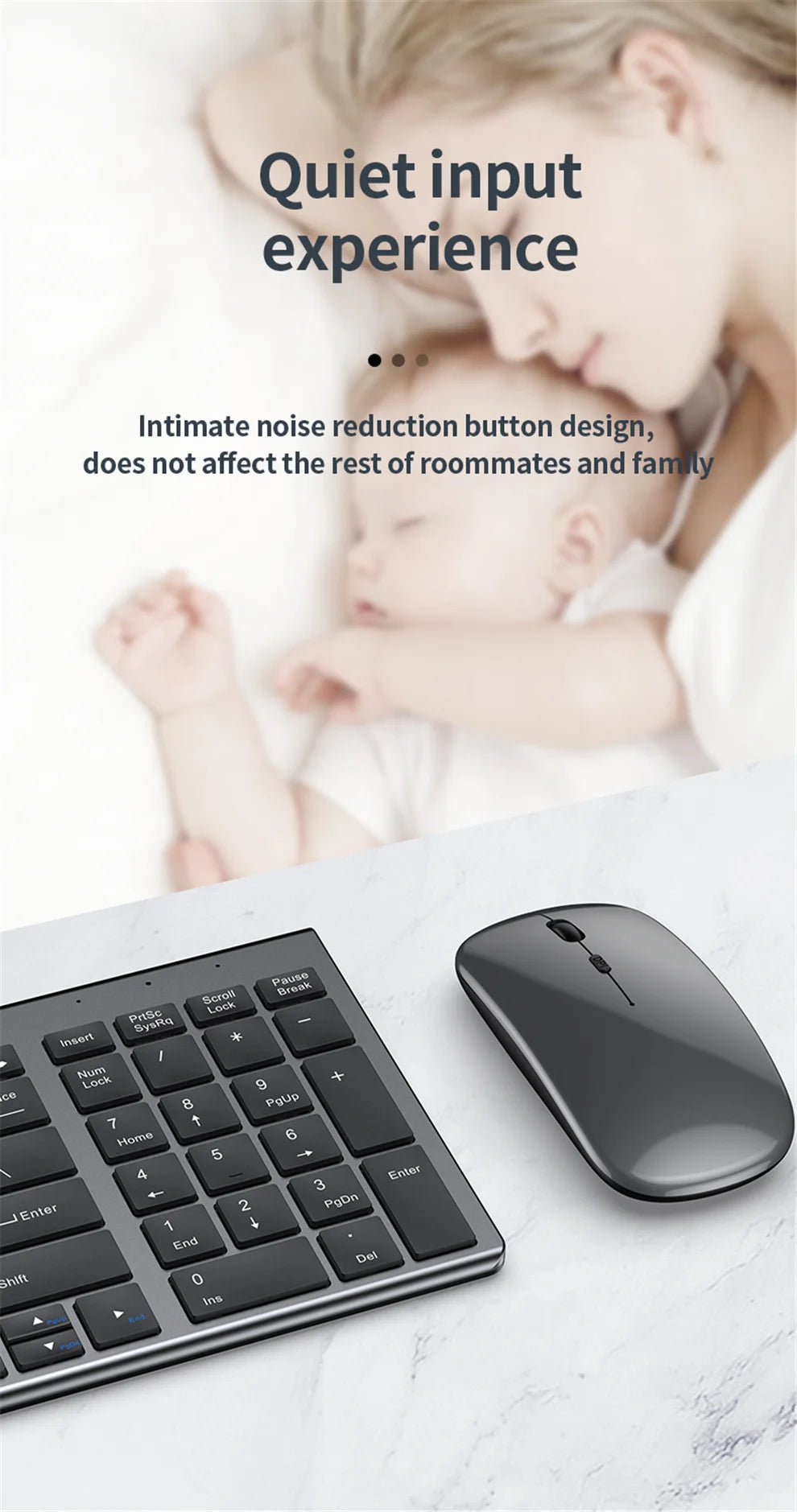 Slim Wireless Keyboard Mouse Set – Multi-Device Bluetooth, USB Receiver