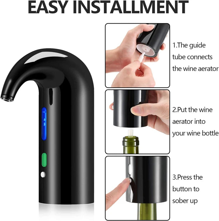 Electric Wine Aerator – Instant Wine Decanter with ABS & Silicone Design