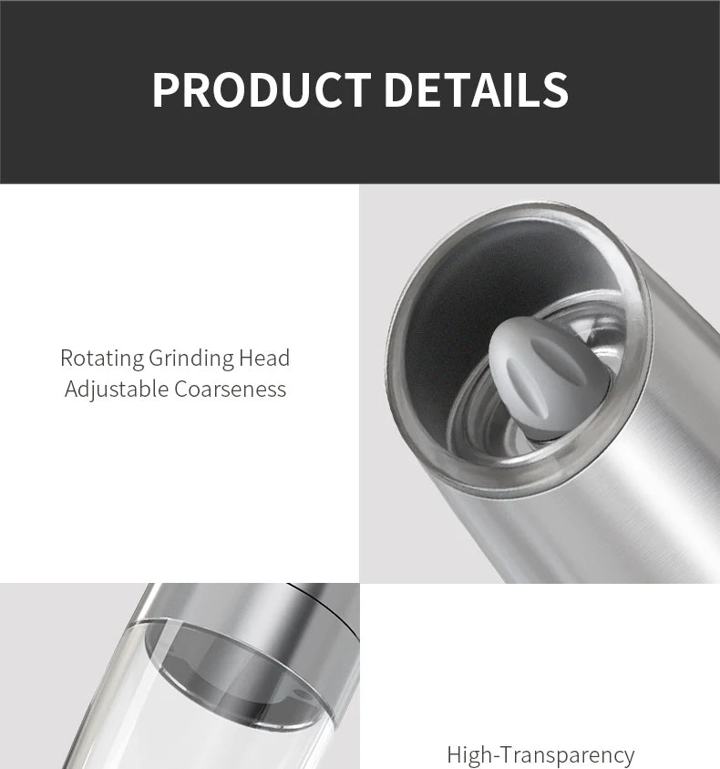 Stainless Steel Salt & Pepper Grinder – Adjustable Manual Mill