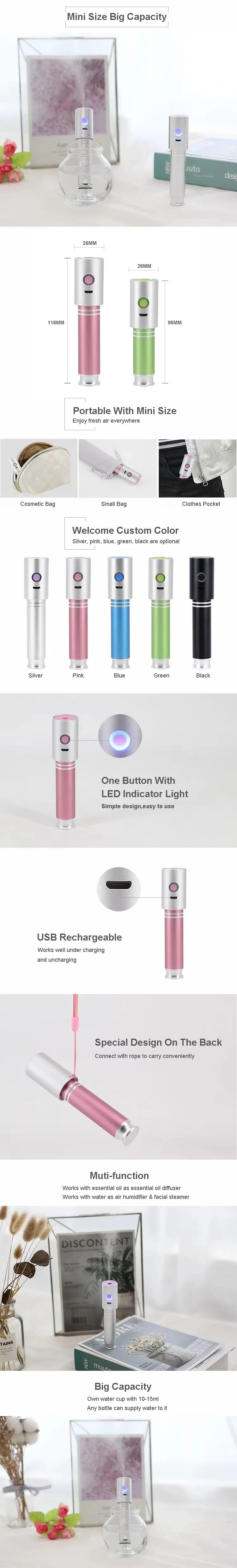 SWZ Mini Ultrasonic Humidifier & Mist Sprayer – USB Rechargeable Portable Air Moisturiser