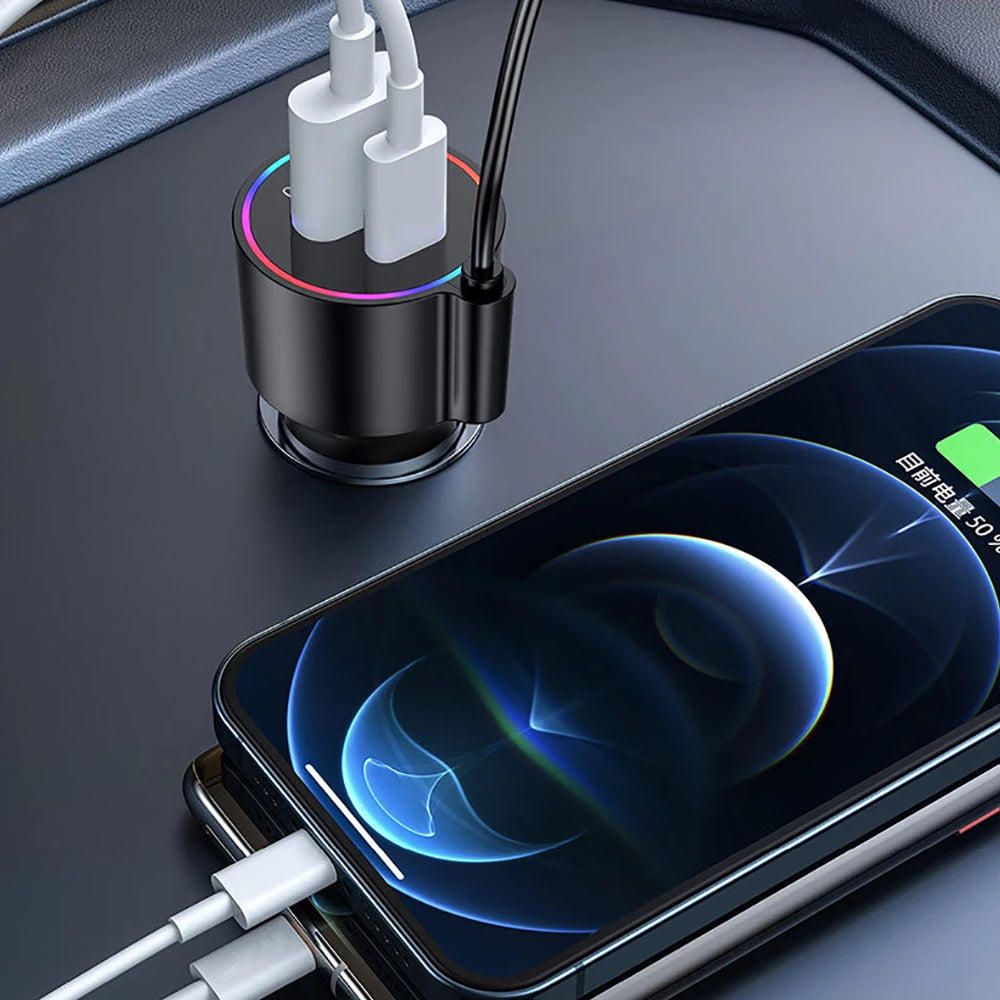 WYMECT T86 Bluetooth 5.0 FM Transmitter – Hands-Free Car MP3 Player with Dual USB QC3.0 PD 30W Fast Charging (12V-24V)