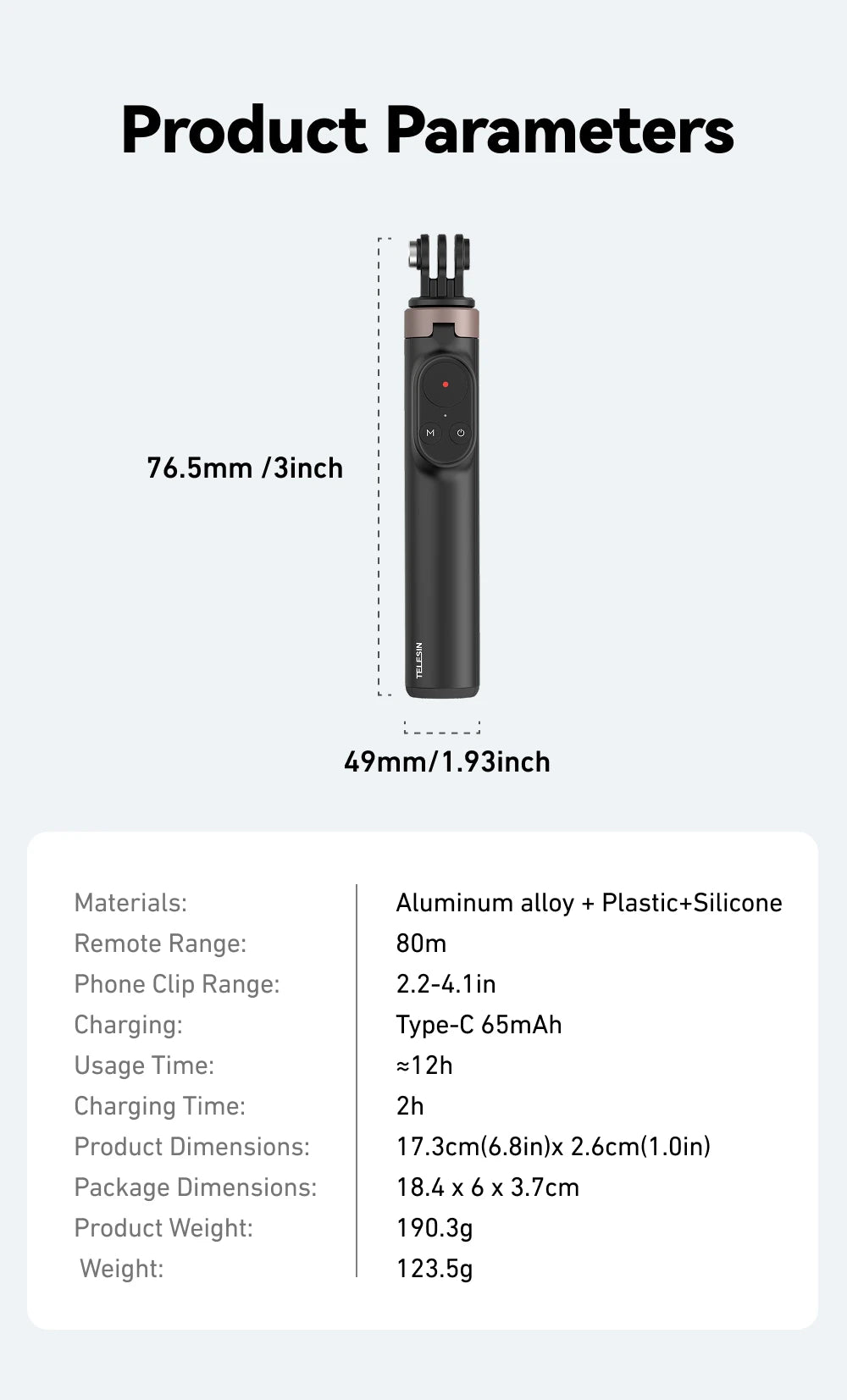 Long-Range 80m Remote Selfie Stick Tripod for Action Cameras & Phones