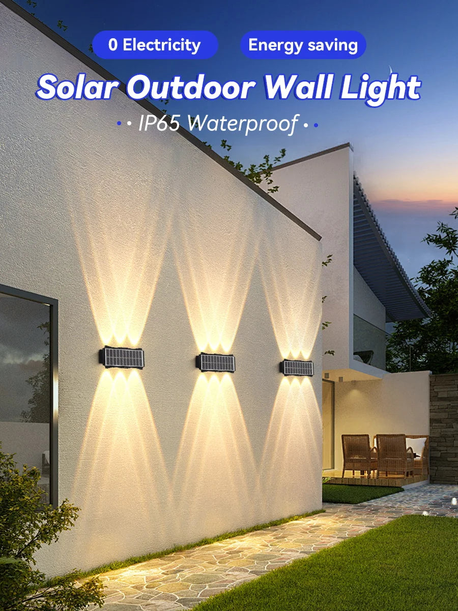 CHENBEN Solar LED Wall Light | IP65 Waterproof Outdoor Wall Lamp, Warm/RGB