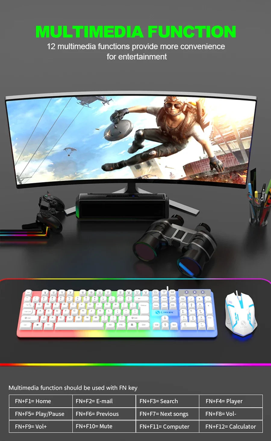 Full-Size 104 Keys Wired Keyboard – Splash-Proof USB Keyboard for PC & Office