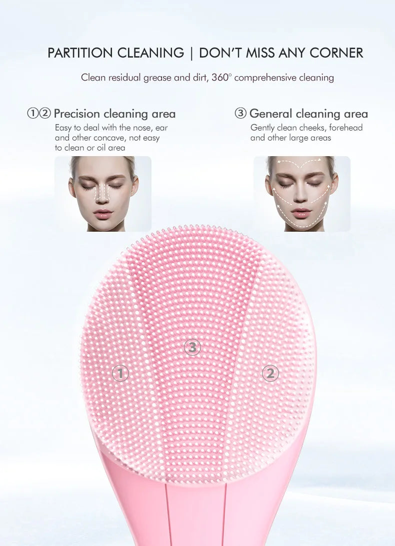 Windaily Rechargeable Silicone Facial Cleansing Brush – IPX7 Waterproof Deep Clean Vibration Tool