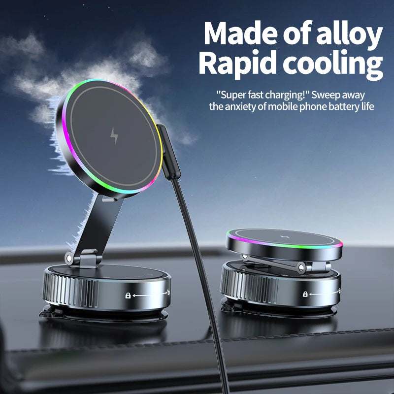 Aluminium Magnetic Car Holder with Wireless Charging – iPhone Compatible