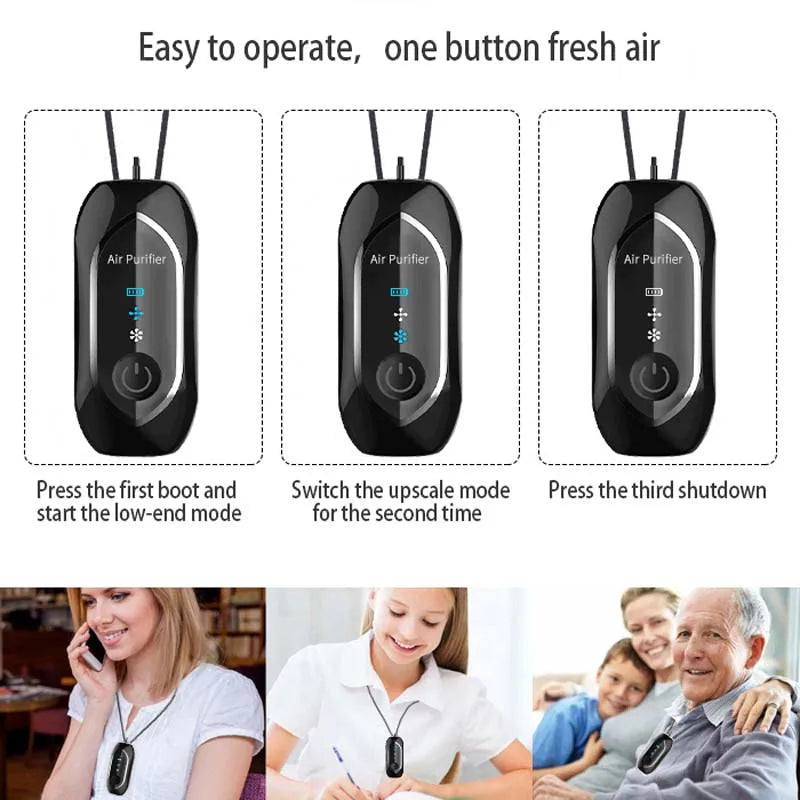 Wearable air Purifier Necklace High Efficiency Energy Saving Negative Ions 60h Long Endurance Personal Portable air Cleaner