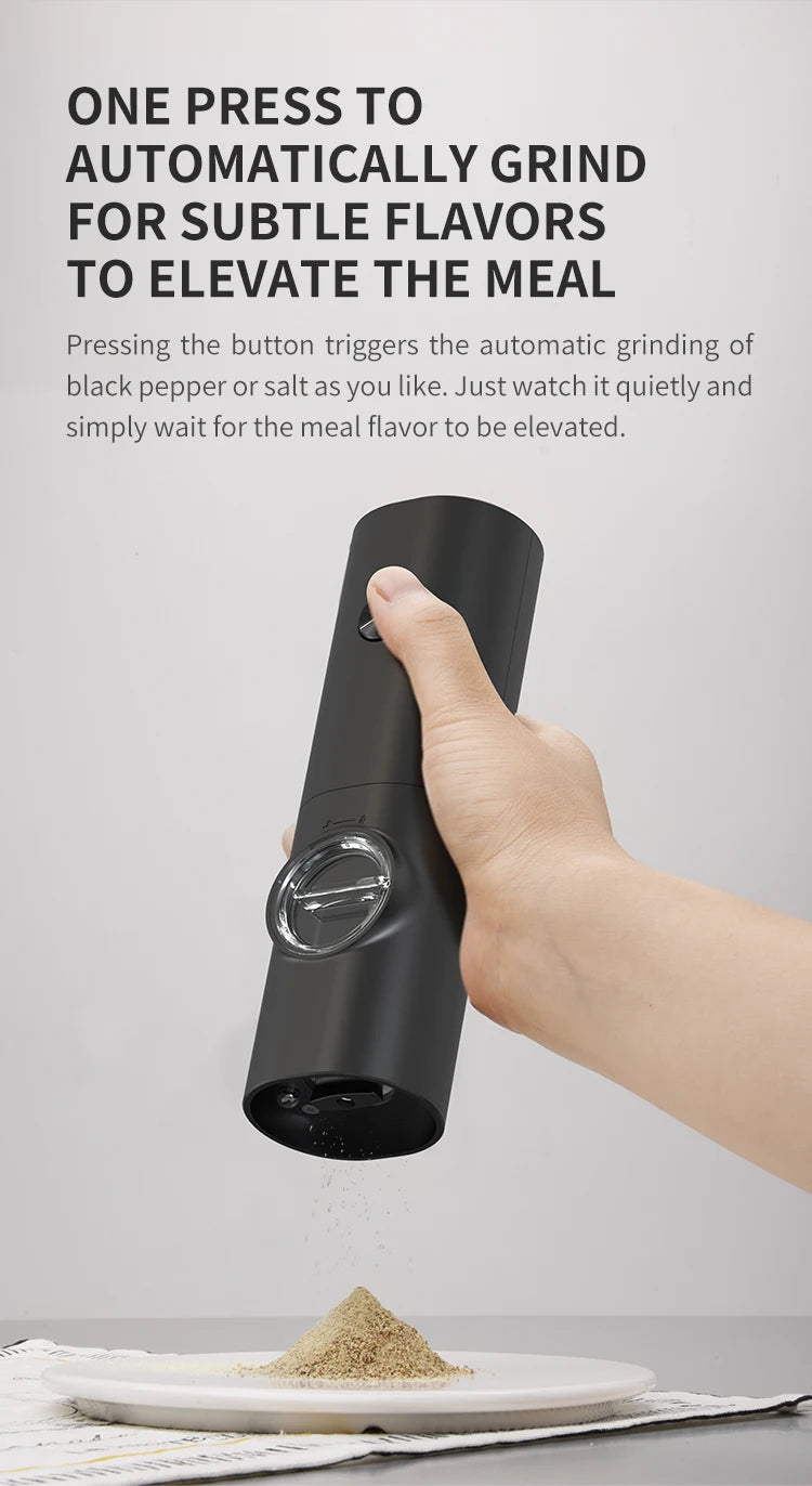 Automatic Gravity Pepper Grinder – LED Light Adjustable Coarseness Battery Operated