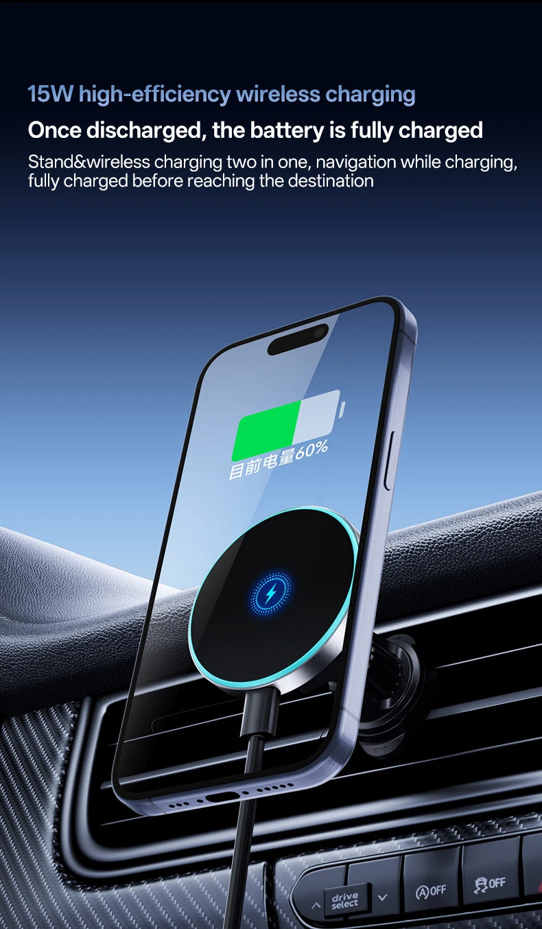 Universal Wireless Charging Car Phone Holder – Vent Mount, 360° Rotatable