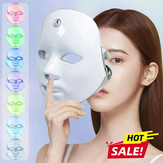 Portable LED Facial Mask with 7 Light Modes – USB Powered Skin Rejuvenation Device