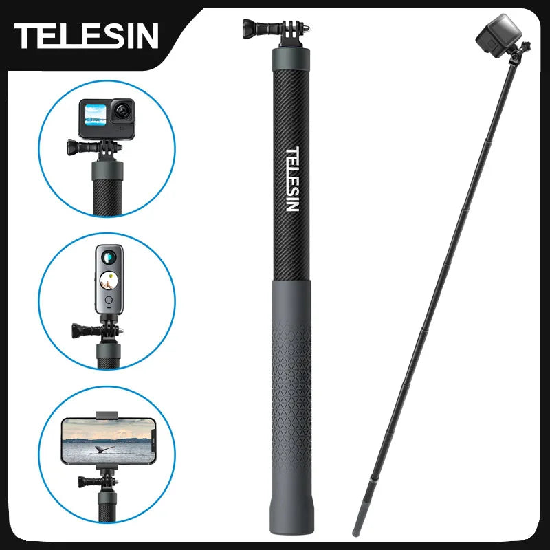 Carbon Fiber Selfie Stick 3m – Lightweight Extendable Pole for GoPro & Action Cameras