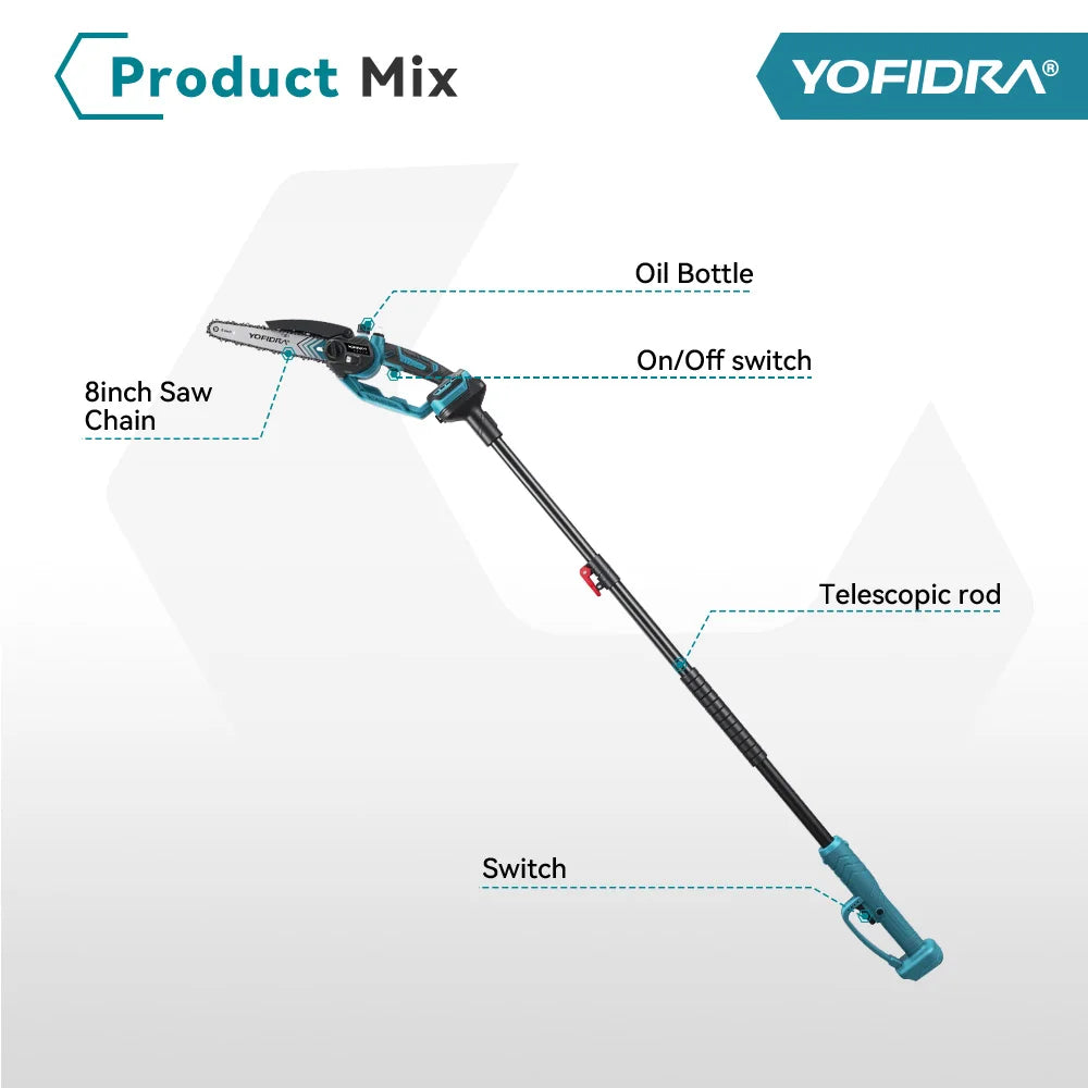 Yofidra Cordless Telescopic Chainsaw 8 Inch – 52,000RPM Brushless Tree Pruner Saw