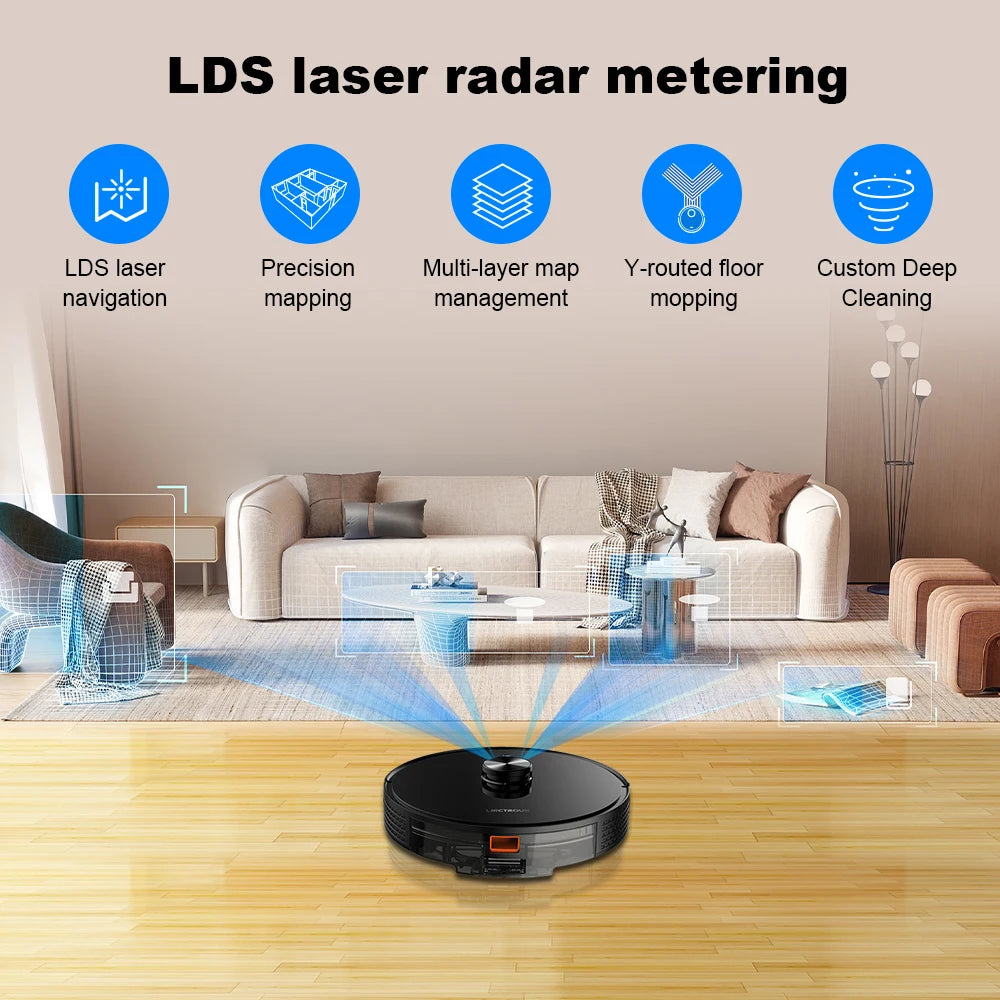 Liectroux X6 Smart Robot Vacuum Cleaner – Laser LiDAR, Y-Shape Mopping, 6500Pa Suction