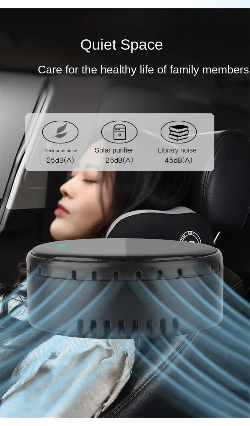 Solar & USB Car Air Purifier with Ozone Sterilization & Negative Ion Release – Compact Vehicle Oxygen Bar