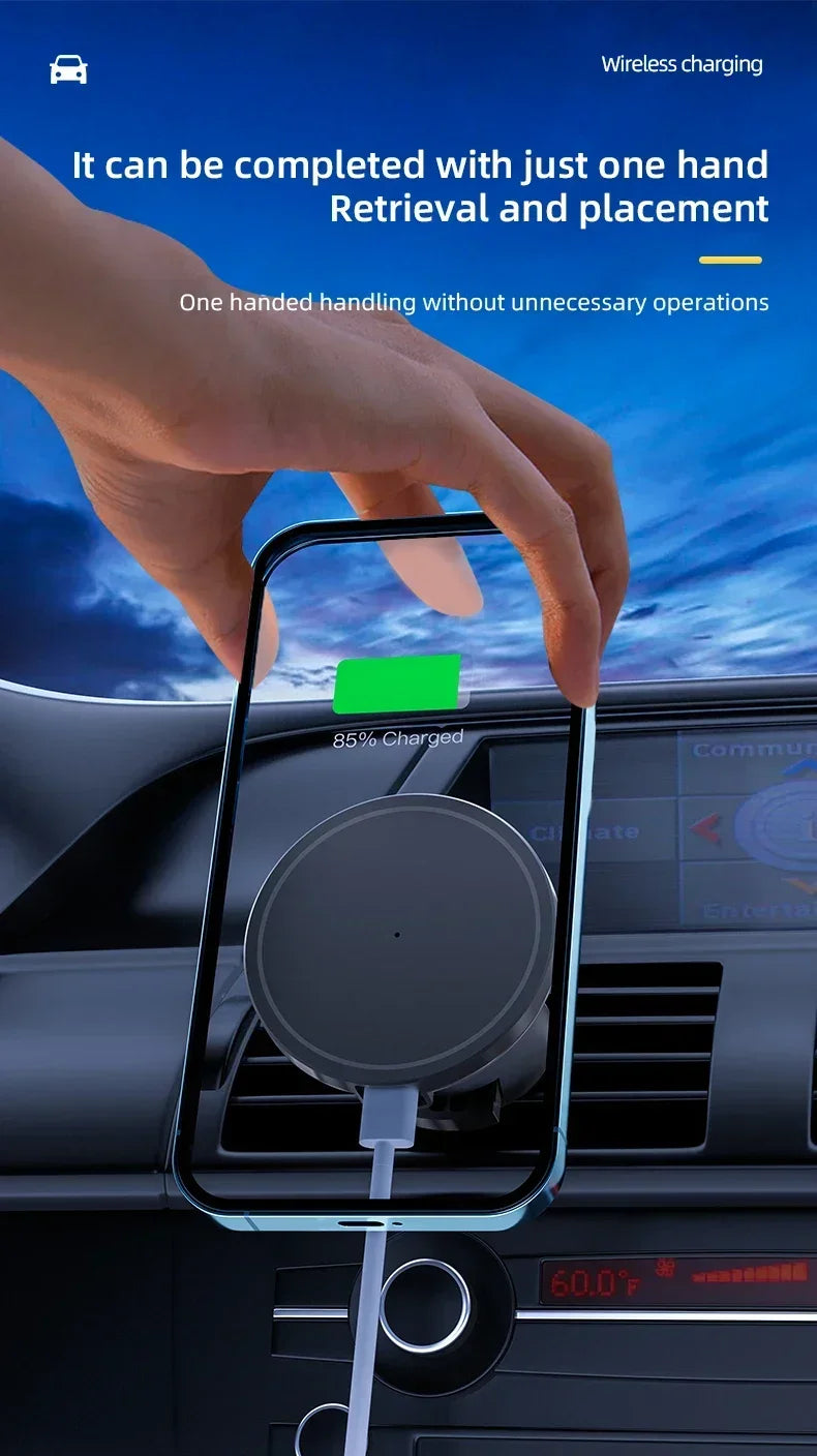 30W MagSafe-Style Car Charger – Magnetic Air Vent Phone Mount