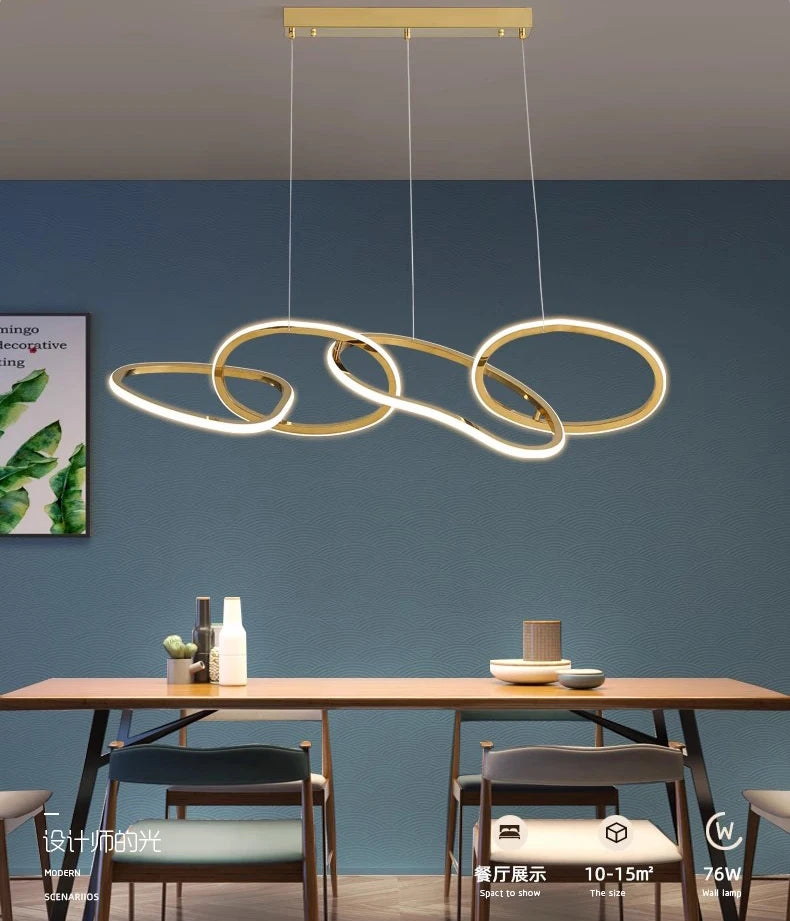 MZXFA Smart LED Pendant Light JLD0190 | Remote Dimmable, Modern Stainless Steel